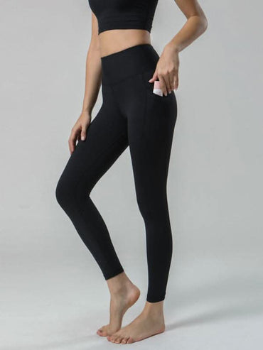 Double Sided Brushed Yoga Ninth Pants High Waist Pocket Sports Yoga Pants Women.