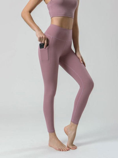 Double Sided Brushed Yoga Ninth Pants High Waist Pocket Sports Yoga Pants Women.