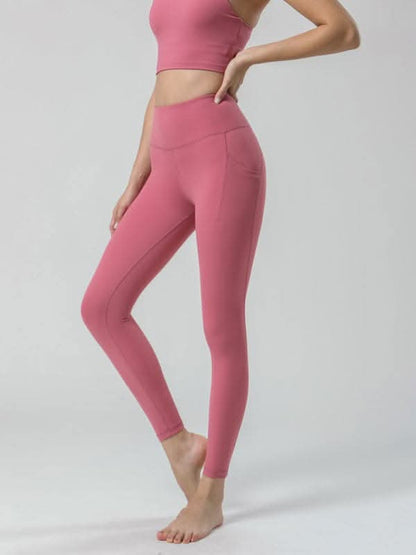 Double Sided Brushed Yoga Ninth Pants High Waist Pocket Sports Yoga Pants Women.