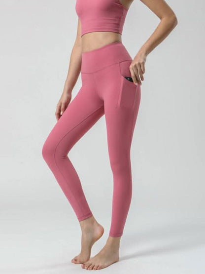 Double Sided Brushed Yoga Ninth Pants High Waist Pocket Sports Yoga Pants Women.