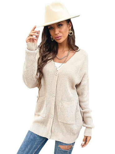 Chic women's knit cardigan with pockets