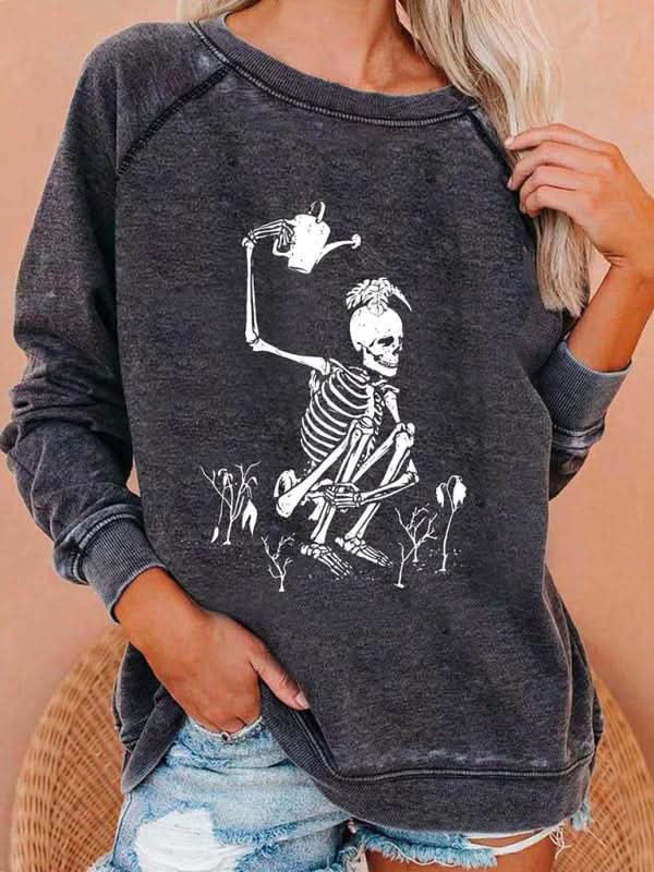 Skeleton Print Hoodie for Women