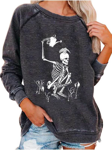 Skeleton Print Hoodie for Women