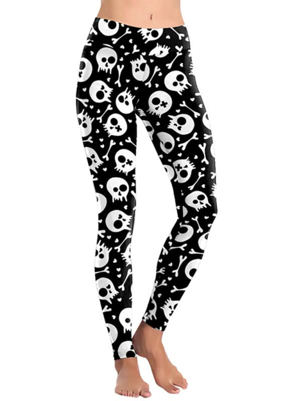 Skull Print Yoga Leggings for Women