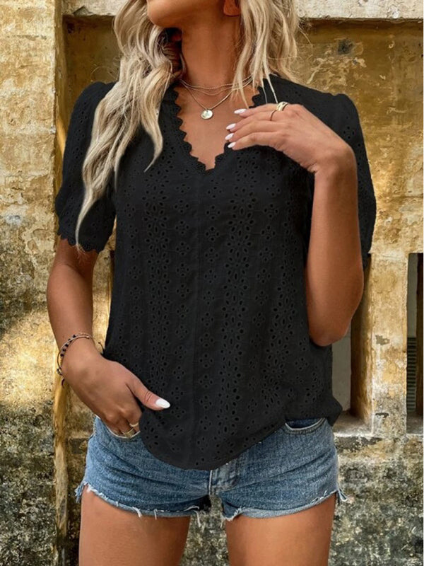 Women's cotton hollow shirt