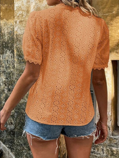 Women's cotton hollow shirt