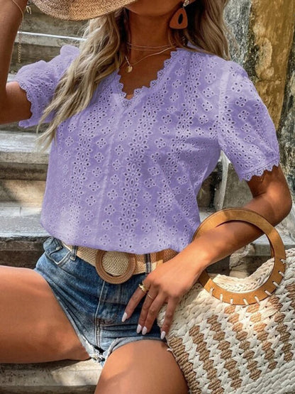 Women's cotton hollow shirt