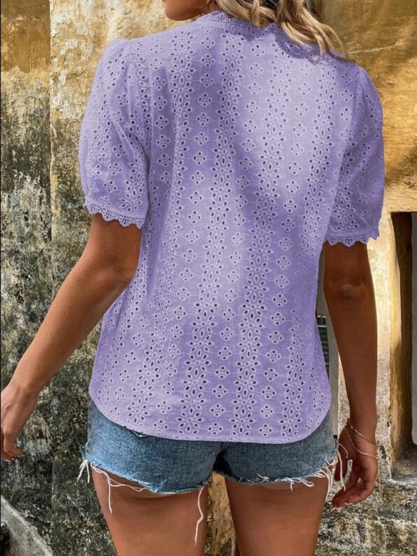 Women's cotton hollow shirt