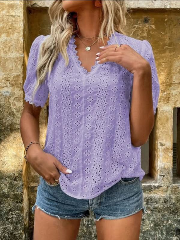 Women's cotton hollow shirt