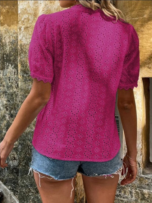 Women's cotton hollow shirt