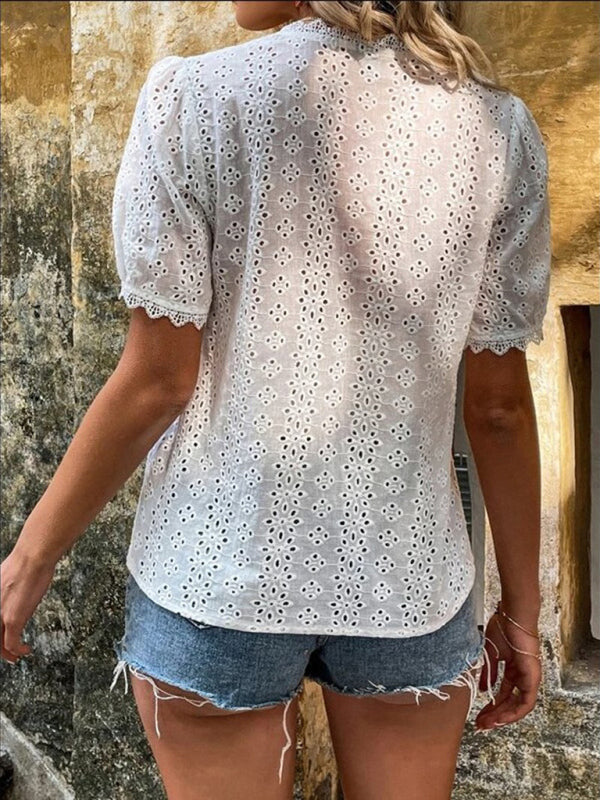 Women's cotton hollow shirt