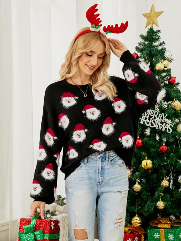 Women Christmas Santa Knit Pullover Sweater