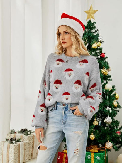 Women Christmas Santa Knit Pullover Sweater