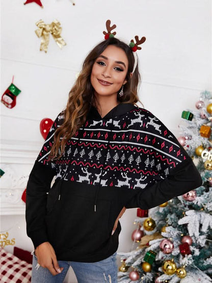 Festive reindeer knit hoodie