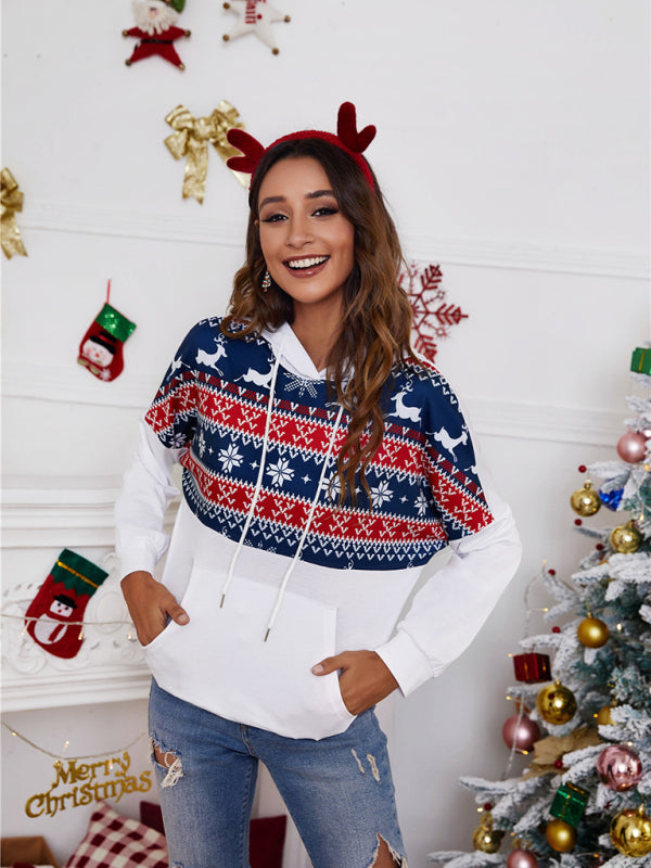 Festive reindeer knit hoodie