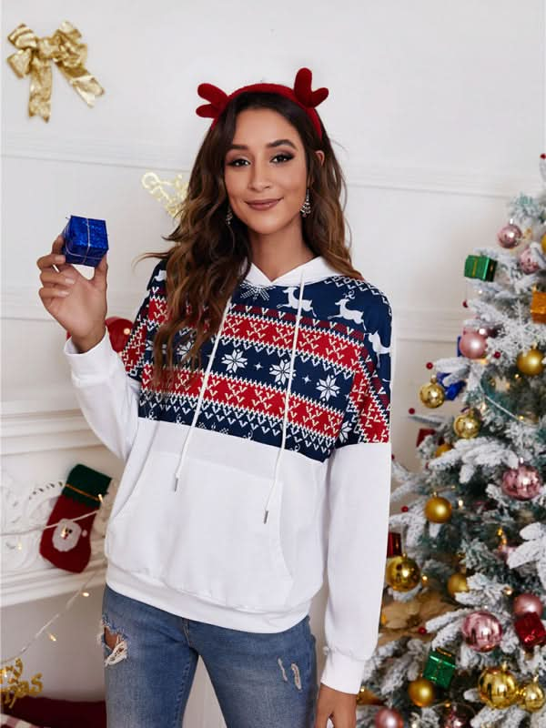 Festive reindeer knit hoodie