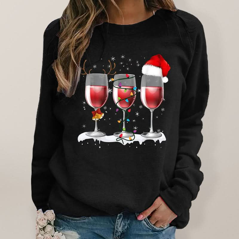 Red wine print casual sweater