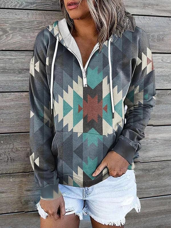 Tribal Hooded Sweater Jacket