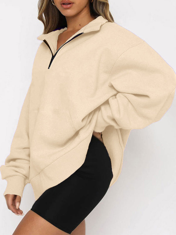 Pocket half zip pullover sweatshirt