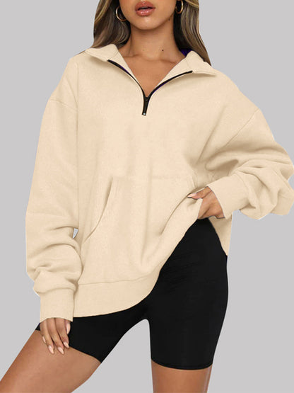 Pocket half zip pullover sweatshirt