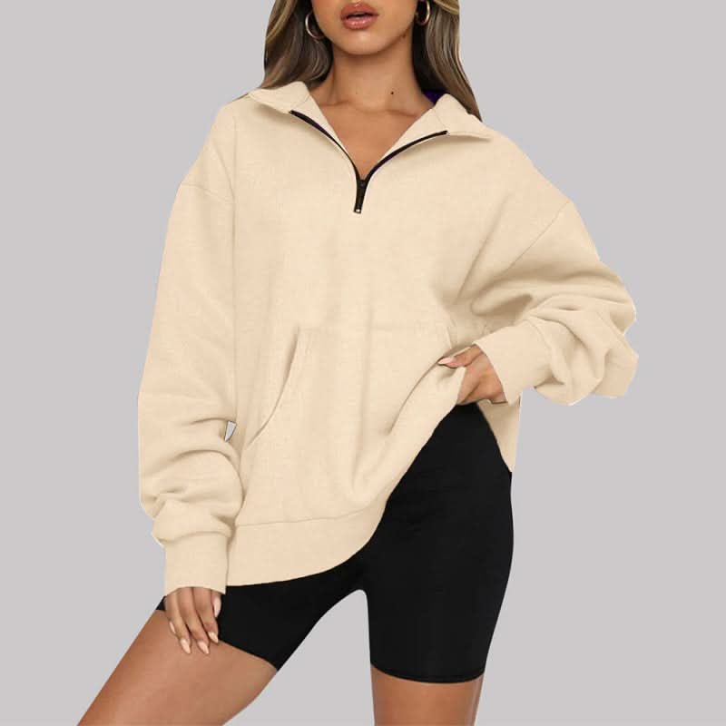 Pocket half zip pullover sweatshirt