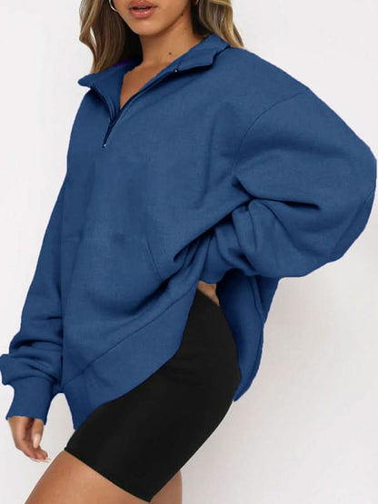 Pocket half zip pullover sweatshirt