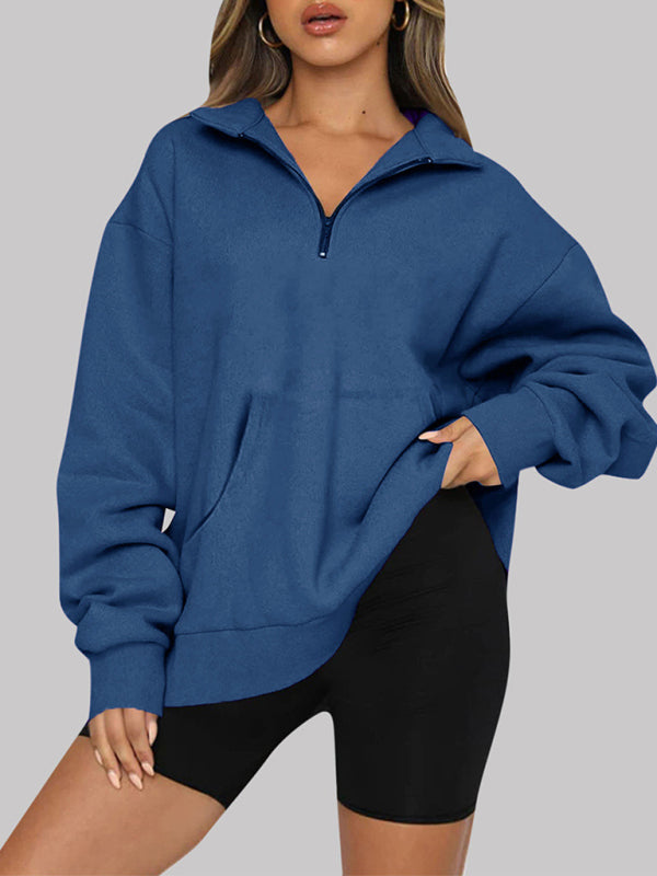 Pocket half zip pullover sweatshirt