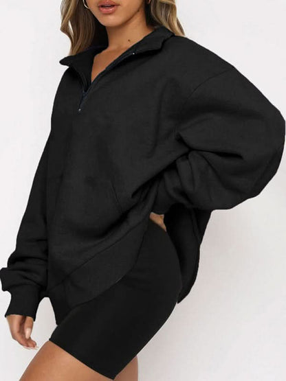 Pocket half zip pullover sweatshirt