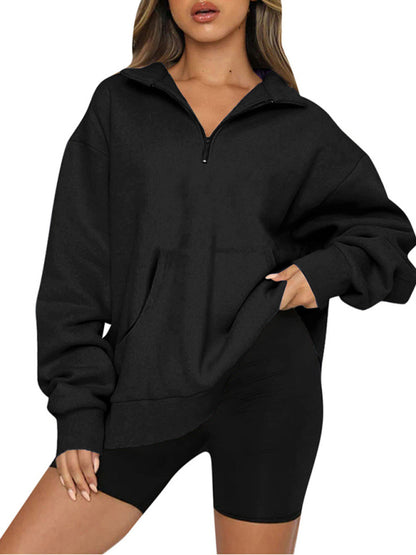 Pocket half zip pullover sweatshirt