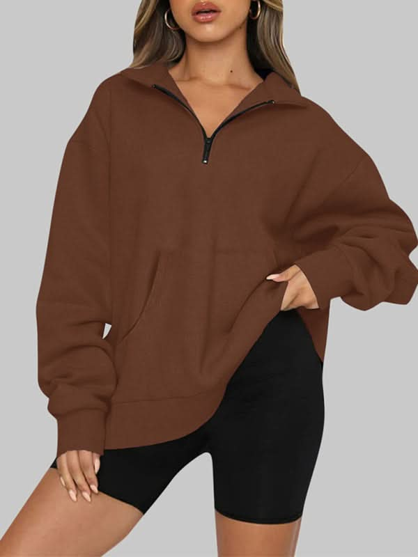 Pocket half zip pullover sweatshirt