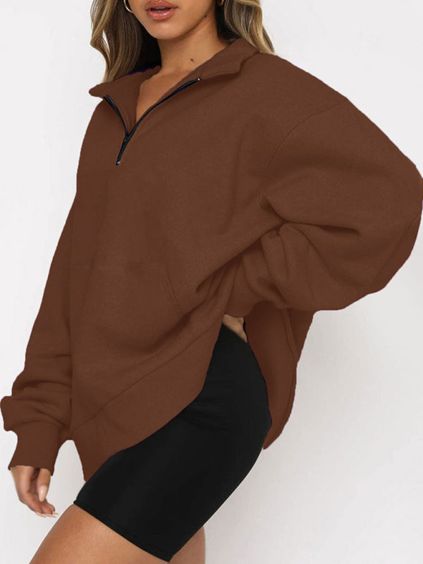 Pocket half zip pullover sweatshirt