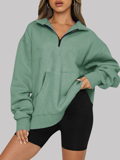 Pocket half zip pullover sweatshirt