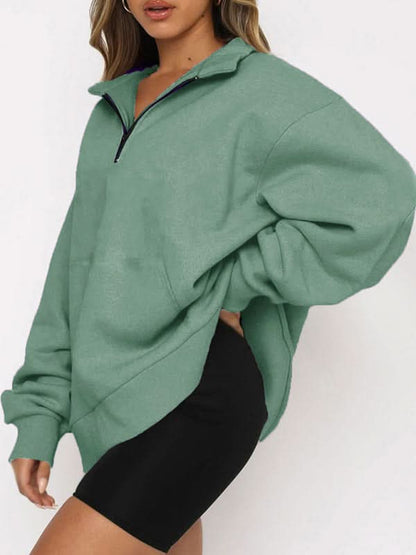 Pocket half zip pullover sweatshirt