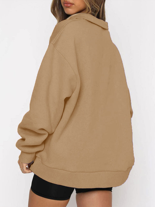 Pocket half zip pullover sweatshirt