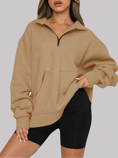 Pocket half zip pullover sweatshirt