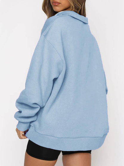 Pocket half zip pullover sweatshirt