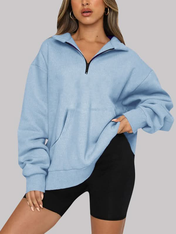 Pocket half zip pullover sweatshirt