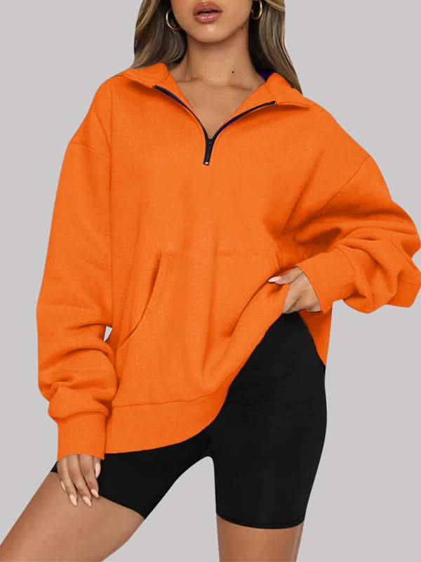 Pocket half zip pullover sweatshirt