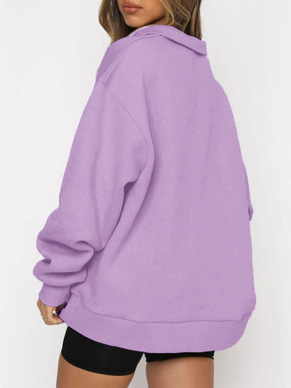 Pocket half zip pullover sweatshirt