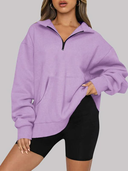 Pocket half zip pullover sweatshirt