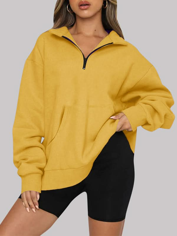 Pocket half zip pullover sweatshirt