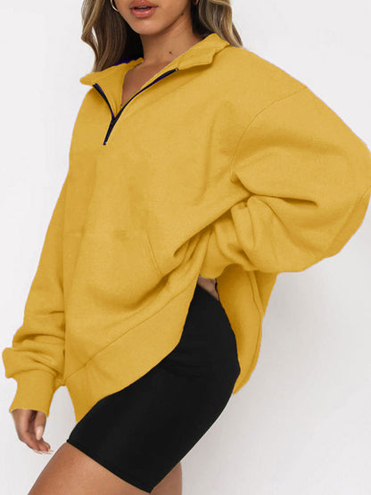 Pocket half zip pullover sweatshirt