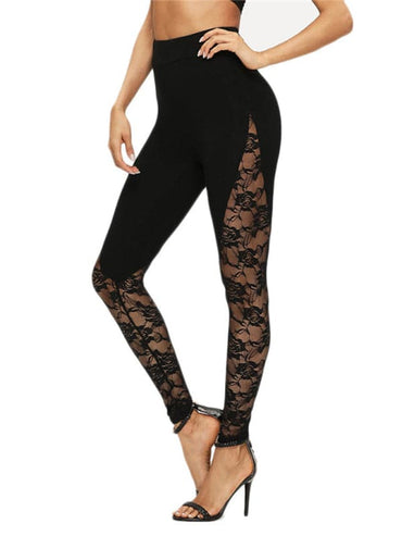 Lace-up sexy cutout leggings