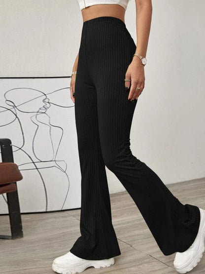 Women's Knitted High Waist Flared Casual Trousers.