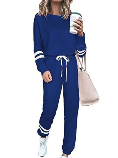 Chic striped sleeve jogger set