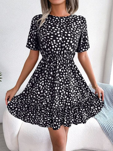 Chic Polka Dot Ruffled Dress for Effortless Style - Love Salve 