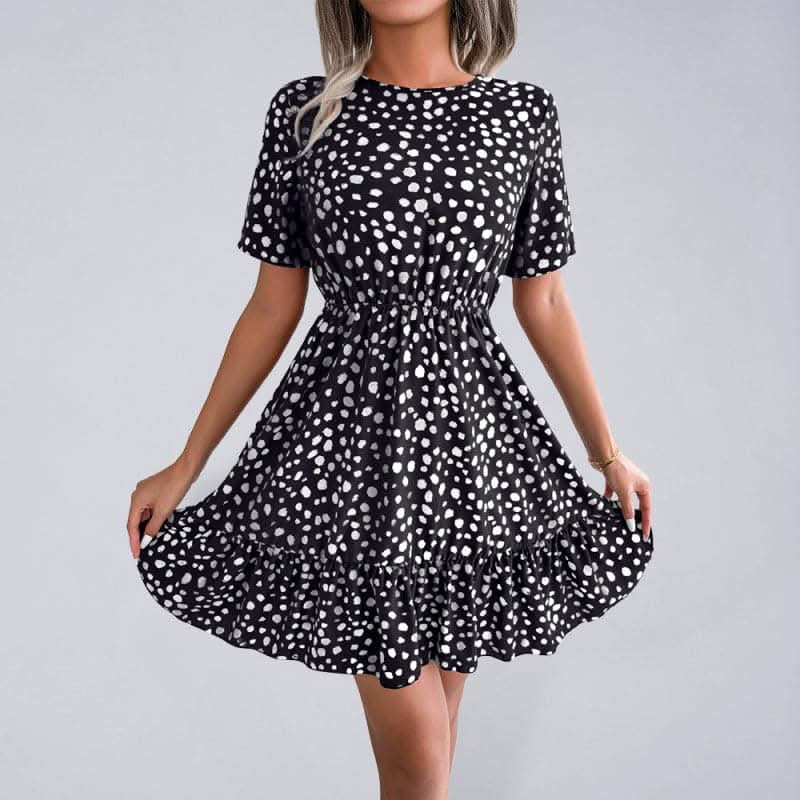 Chic Polka Dot Ruffled Dress for Effortless Style - Love Salve 