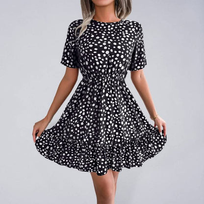 Chic Polka Dot Ruffled Dress for Effortless Style - Love Salve 