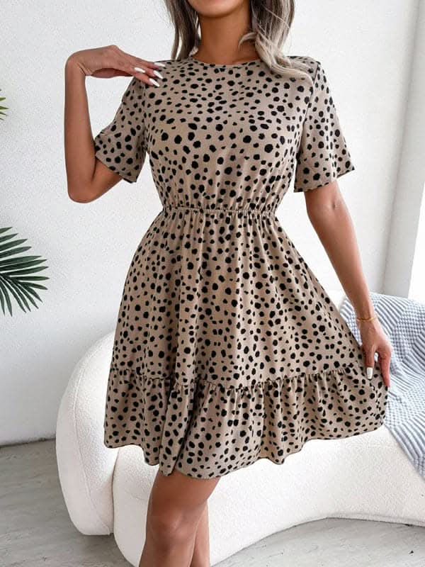 Chic Polka Dot Ruffled Dress for Effortless Style - Love Salve 