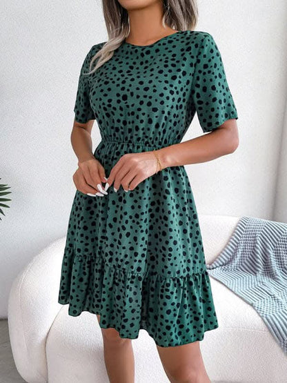 Chic Polka Dot Ruffled Dress for Effortless Style - Love Salve 